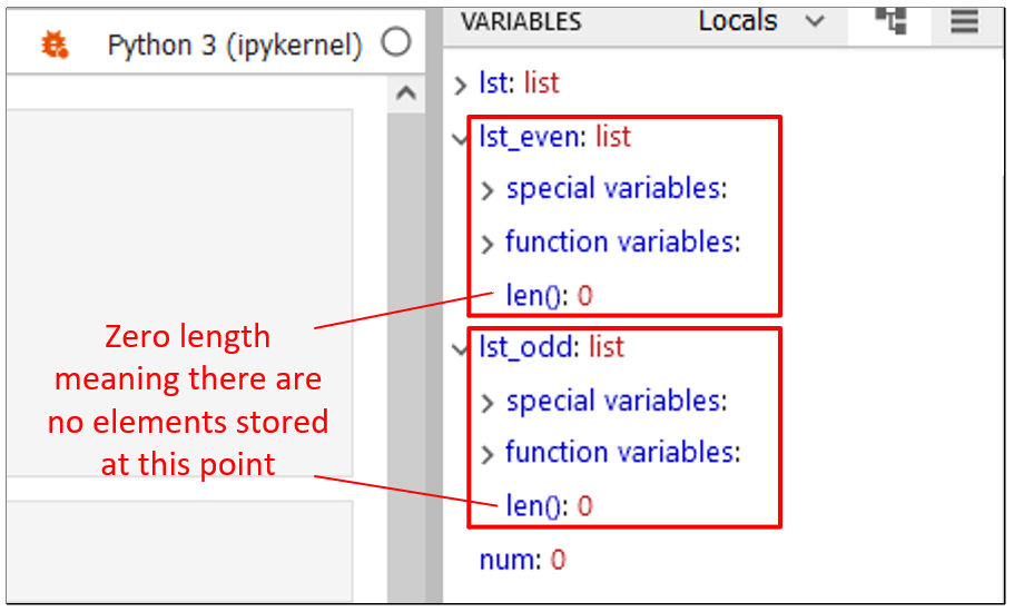 JupyterLab empty lists