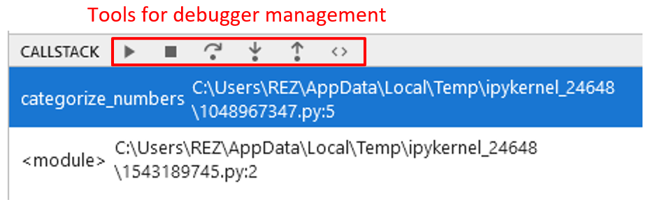 JupyterLab debugger tools